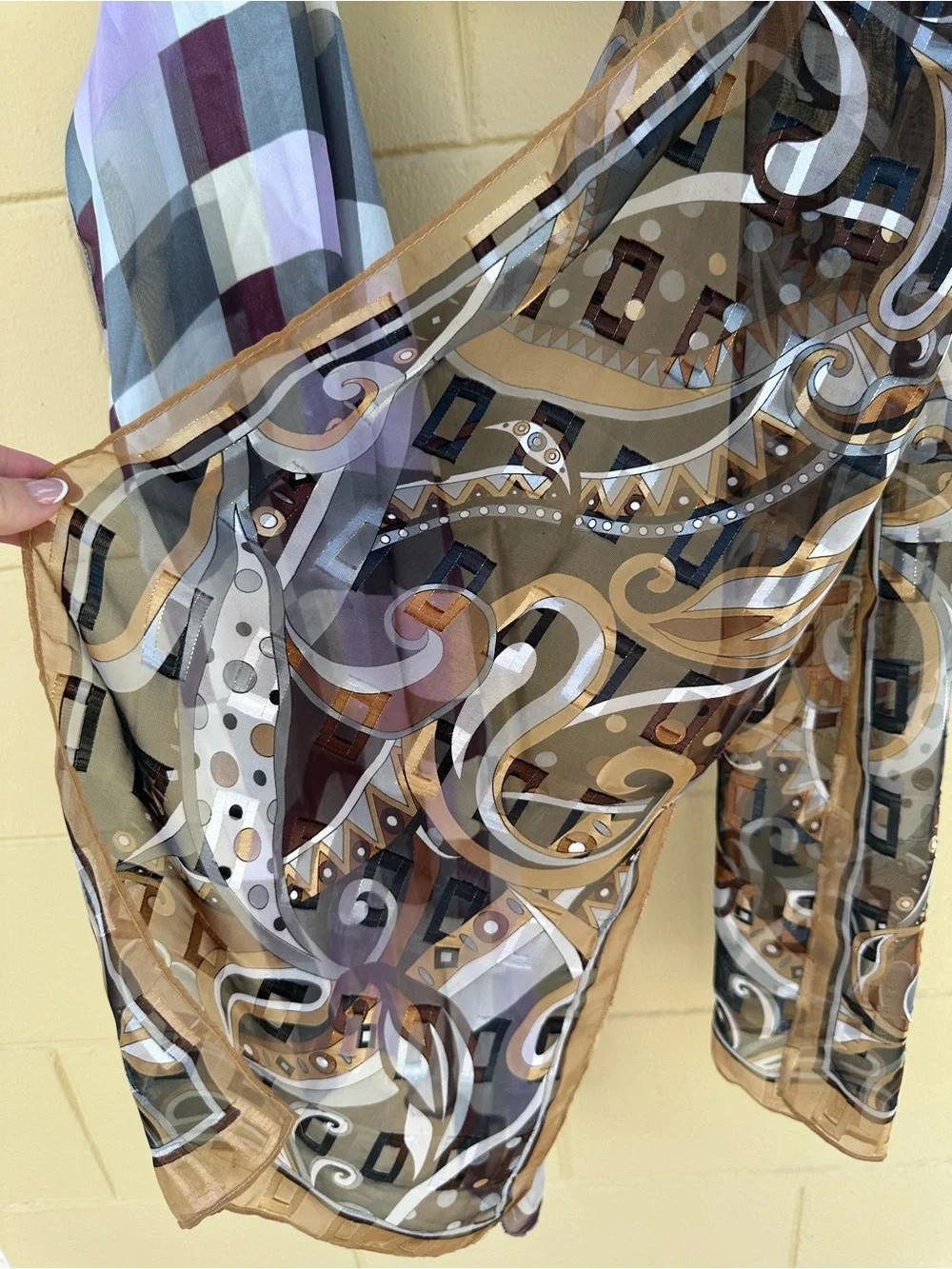 Lightweight Patterned Women's Scarfs - Purple & Brown